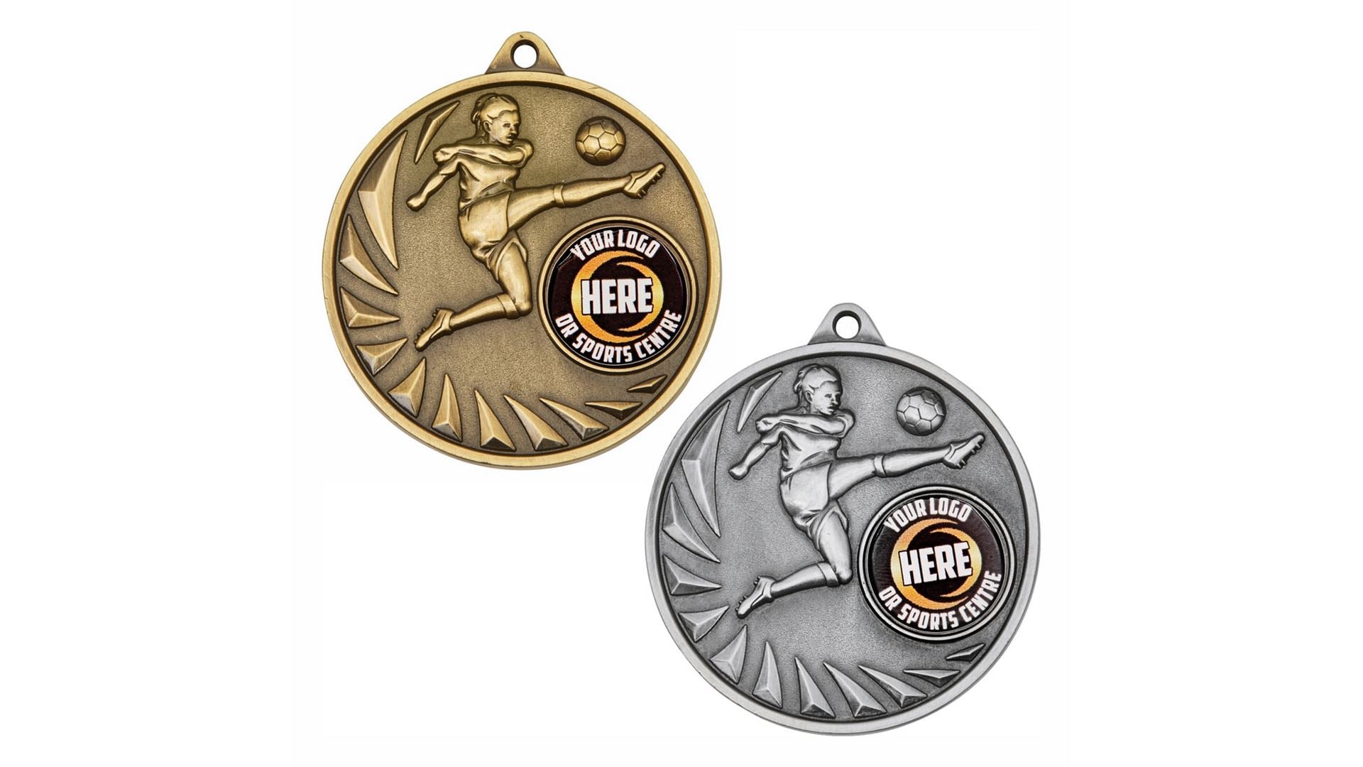 Gold/Silver Female Football Medal